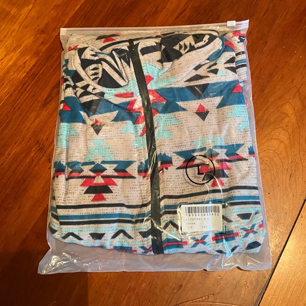 Zip Collar Aztec Pattern Sweatshirt - Picture 4 of 5